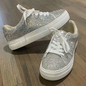 Women’s Betsey Johnson Rhinestone Embellished 
Platform Lace-Up Sneaker Shoes